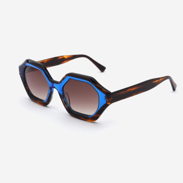 Hexagon and irregular Dimensional acetate Female Sunglasses 22A8068